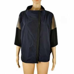 Sun Kim Frida Navy Blue Black 3/4 Semi Sheer Sleeve Detail Jacket